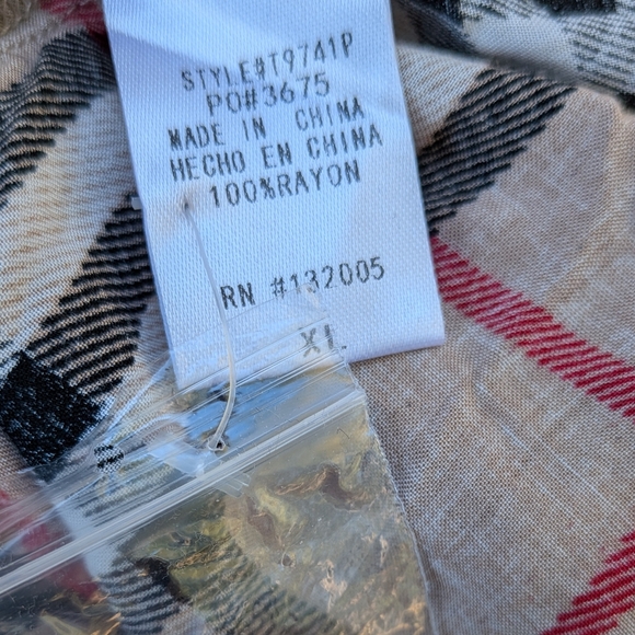 Plaid Tunic 100% Rayon Button‎ Up Shirt - Picture 8 of 8